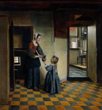 Woman with a Child in a Pantry